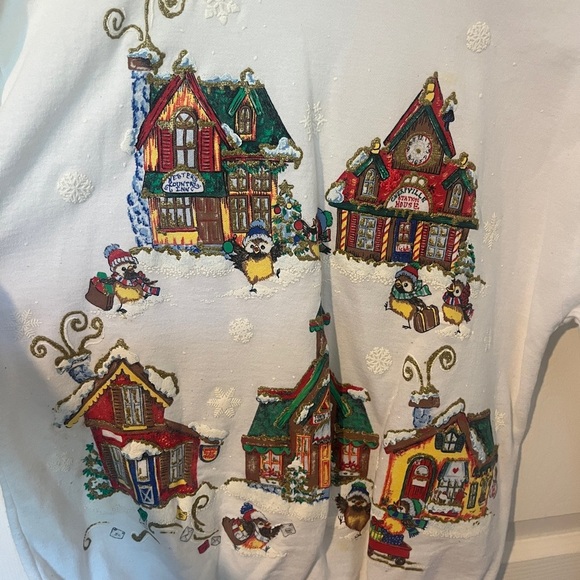 The Cutest Vintage 80s Christmas/Holiday Cottage Sweatshirt Small By Nutcracker - Picture 5 of 7